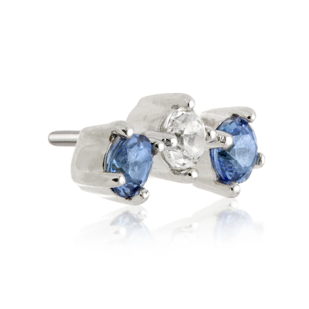 TL - 14ct Threadless Gold Semi-Precious Triple Gem Gem Pin Attachment - Image 8