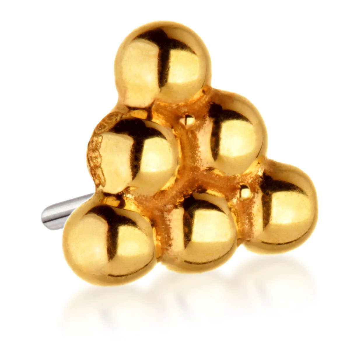 TL - 14ct Threadless Gold Triangle Dot Pin Attachment - Image 2