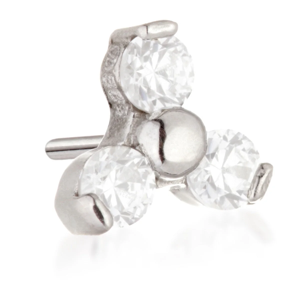 TL - 14ct Threadless Gold Trinity Gem Pin Attachment - Image 3