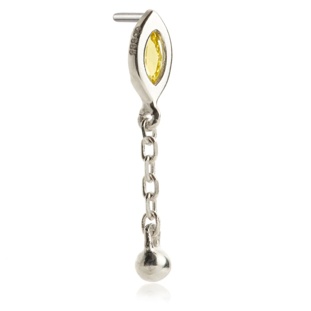 TL - 14ct Threadless Jewelled Marquise & Ball Attachment - Image 12