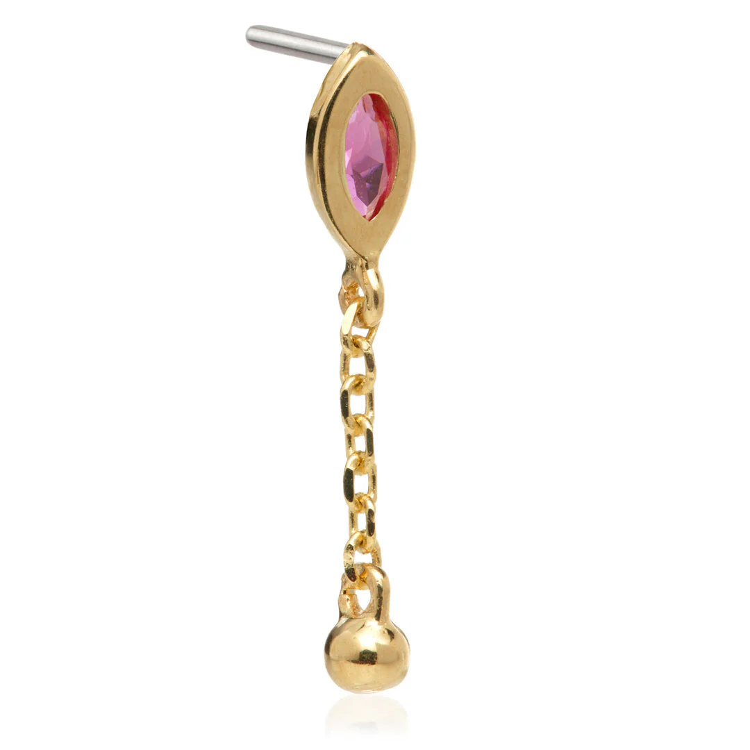 TL - 14ct Threadless Jewelled Marquise & Ball Attachment - Image 3