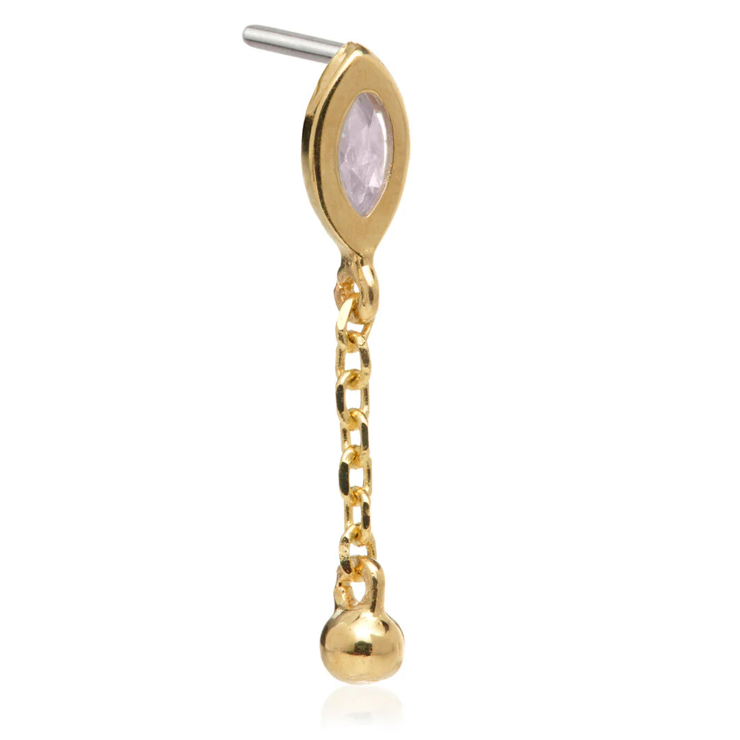 TL - 14ct Threadless Jewelled Marquise & Ball Attachment - Image 5