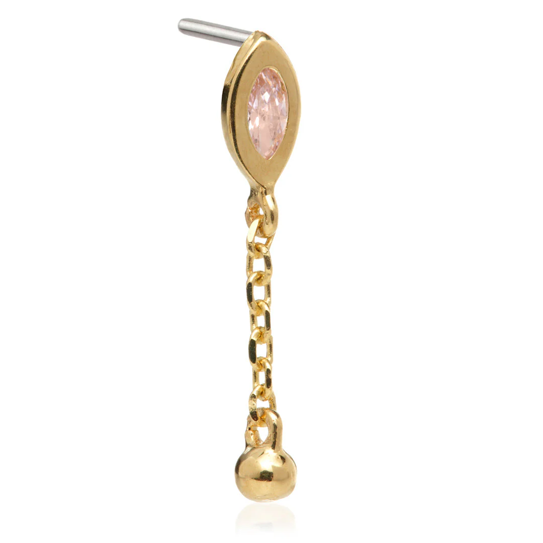 TL - 14ct Threadless Jewelled Marquise & Ball Attachment - Image 6
