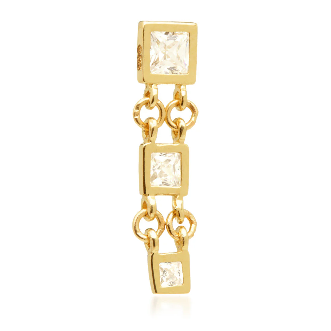 TL - 14ct Threadless Triple Gem Square Linked Pin Attachment