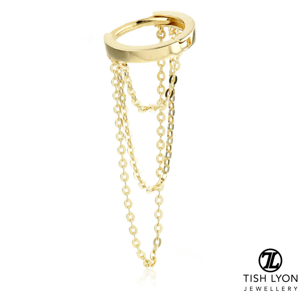 TL - 14K Gold Hinge Ring with Chains - Image 2