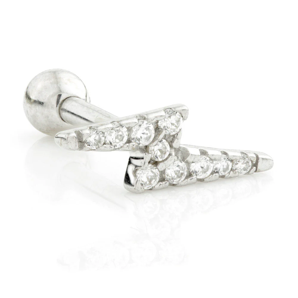 TL - 9 Carat Gold Jewel Lightning Bolt Cartilage Bar - Image 3
