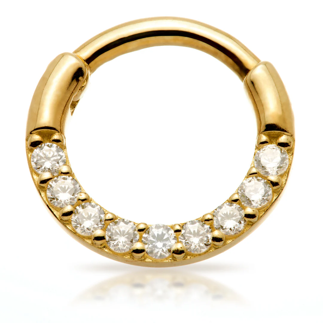 TL - 9ct Gold Pave Gems Daith Septum Ring