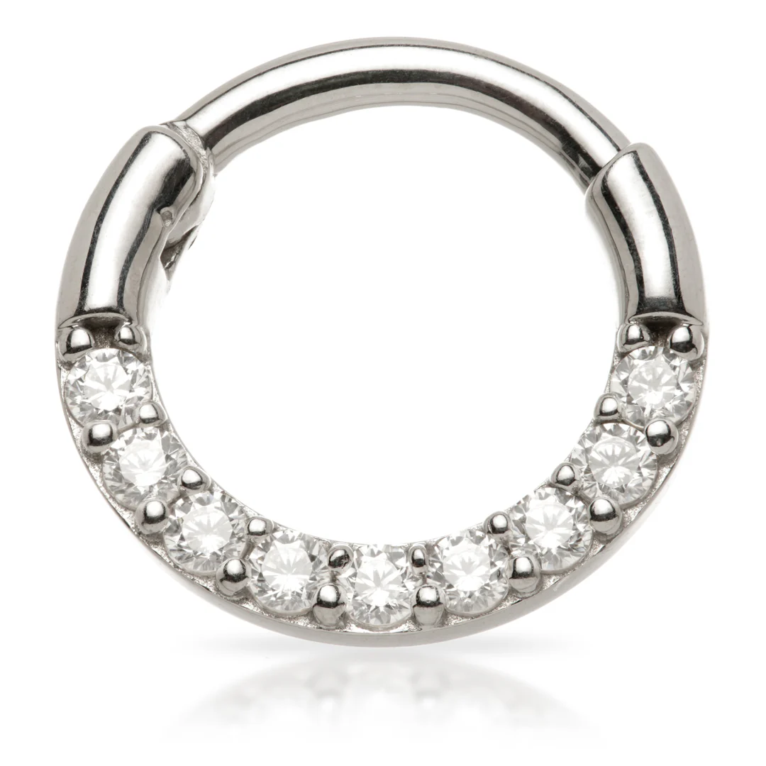 TL - 9ct Gold Pave Gems Daith Septum Ring - Image 2