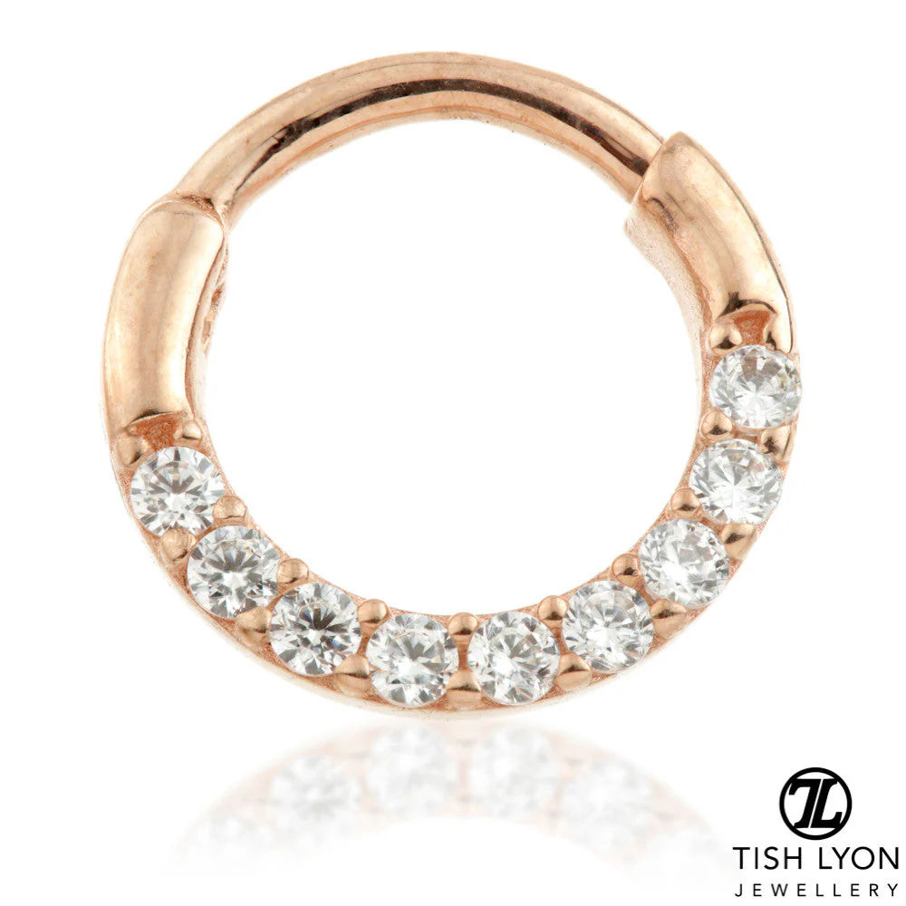 TL - 9ct Gold Pave Gems Daith Septum Ring - Image 3
