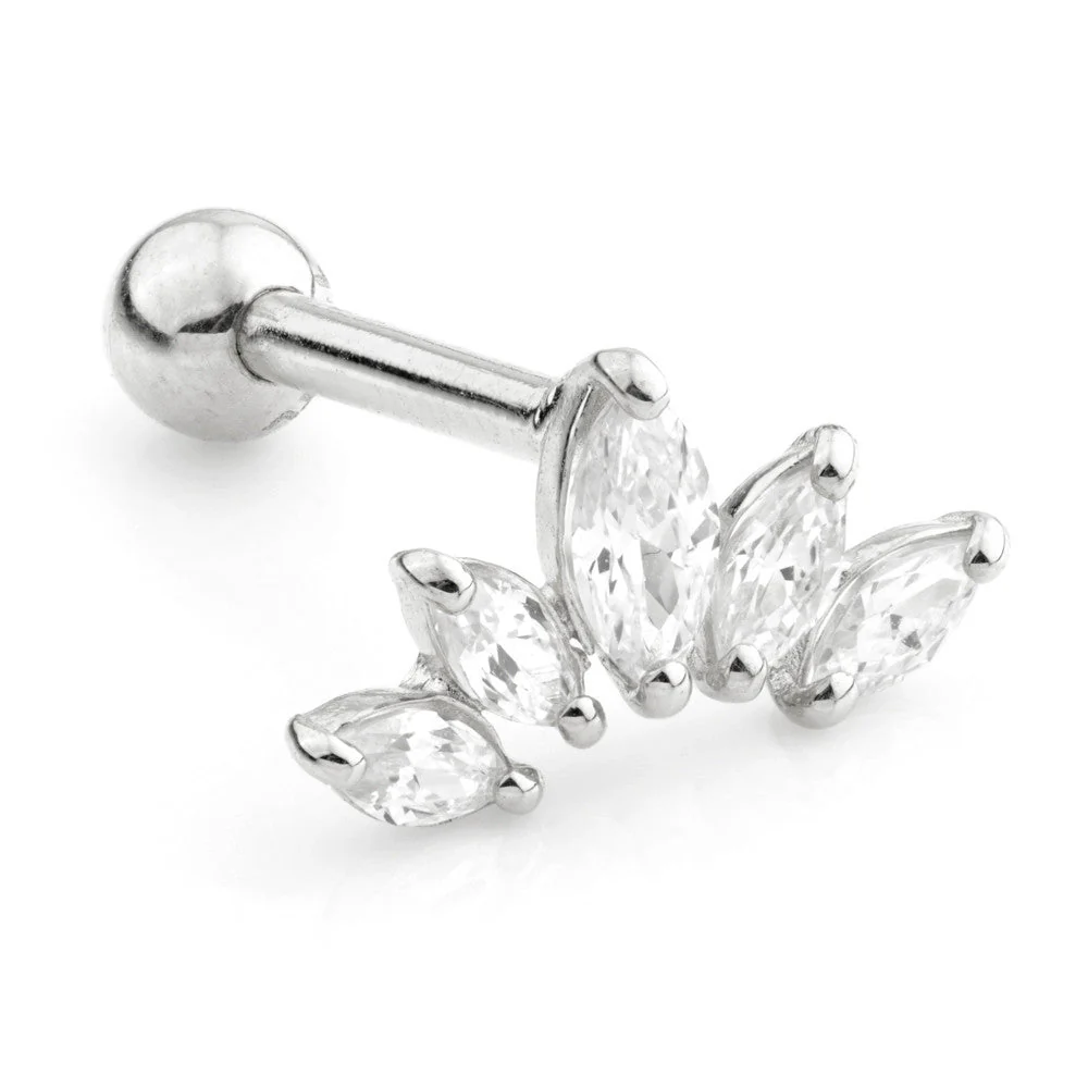 TL - 9K Gold Crescent Marquise Gem Cartilage Bar