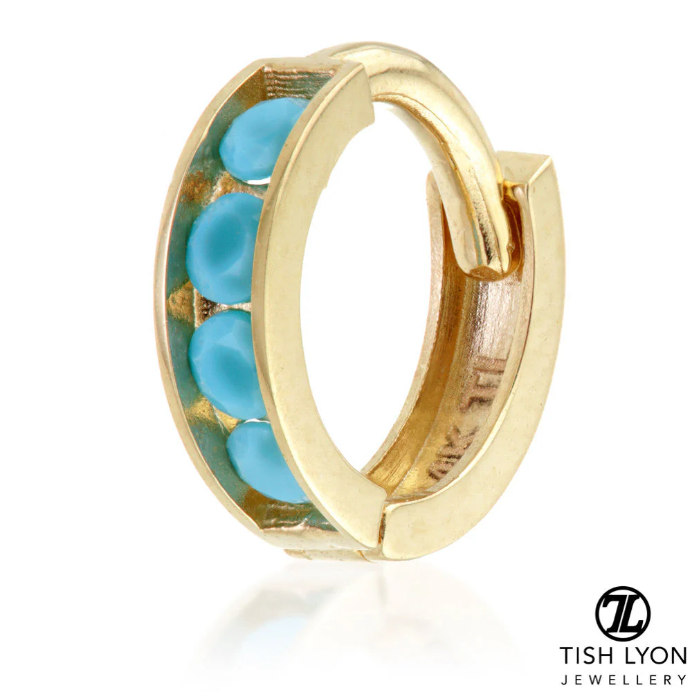 TL - Gold Channel Turquoise Hinge Ring - Image 2