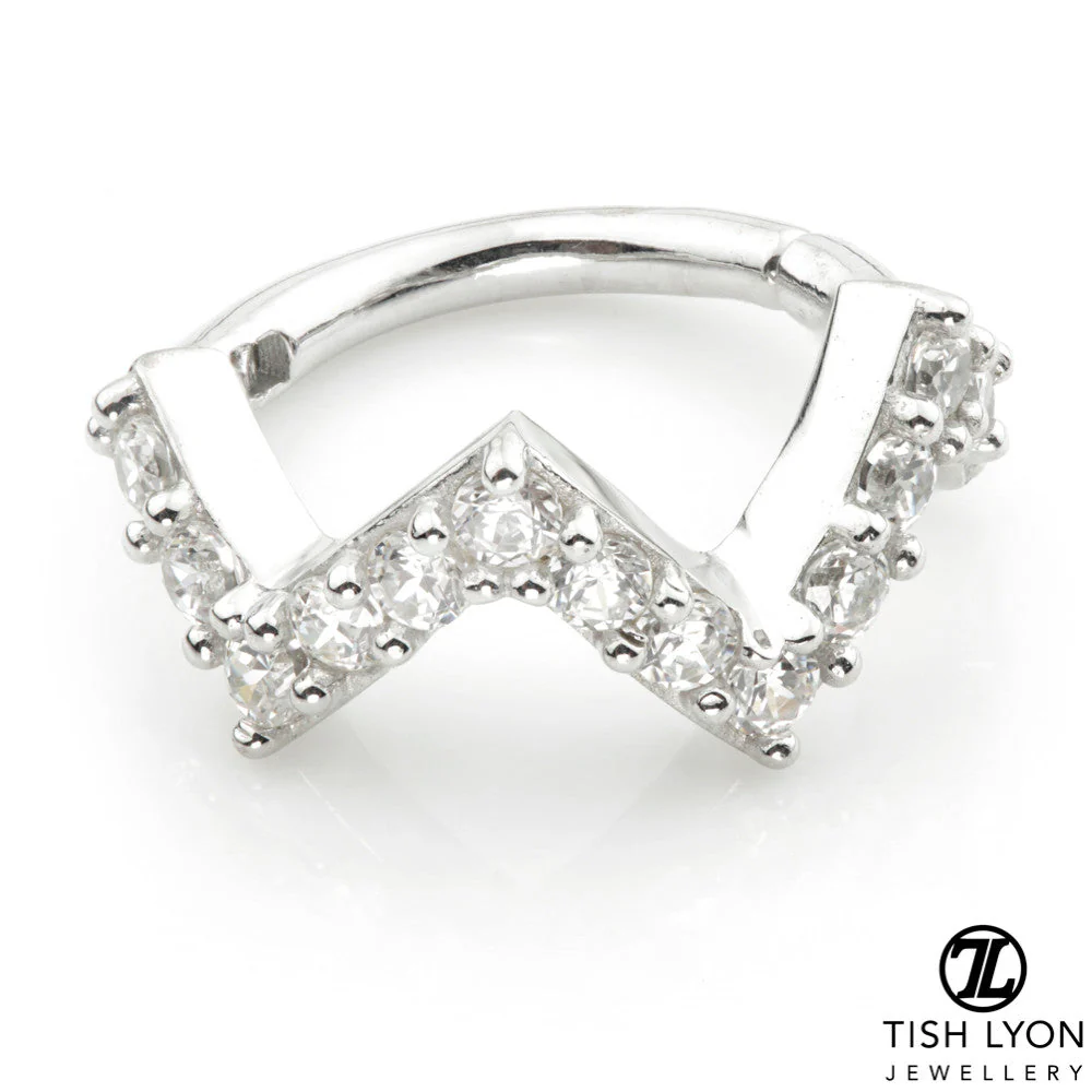 TL - Gold CZ Pave Zig-Zag Hinge Ring