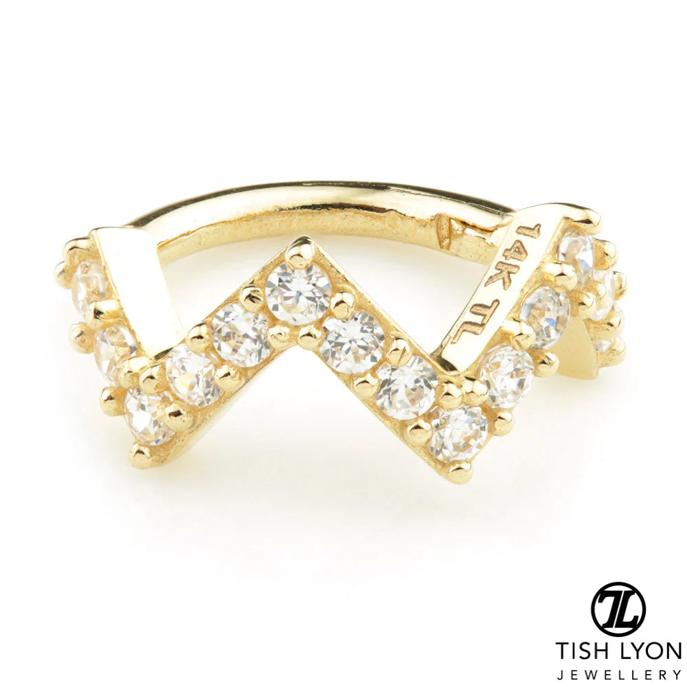 TL - Gold CZ Pave Zig-Zag Hinge Ring - Image 2