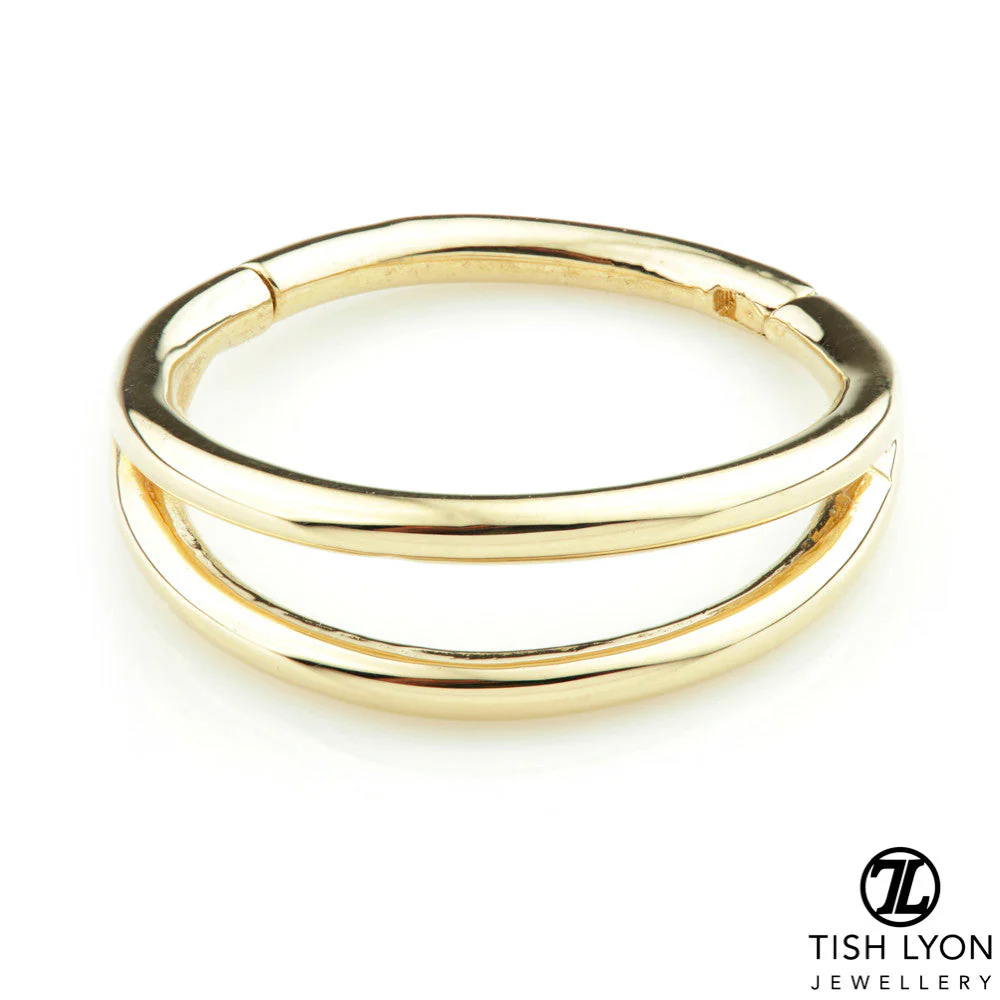 TL - Gold Double Band Hinge Conch Ring - Image 2
