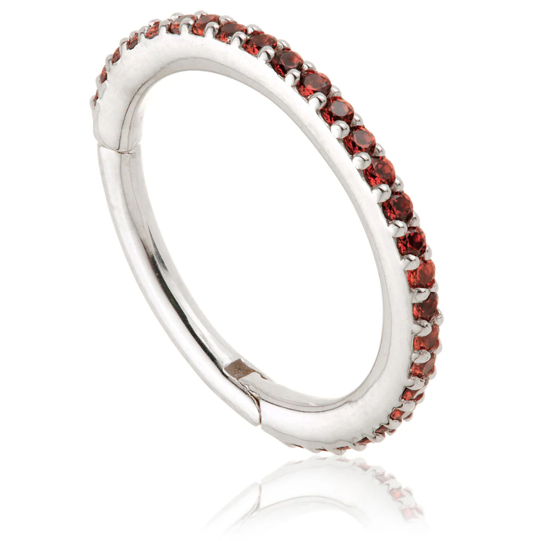TL - Gold Garnet Pave Eternity Hinge Ring - Image 4