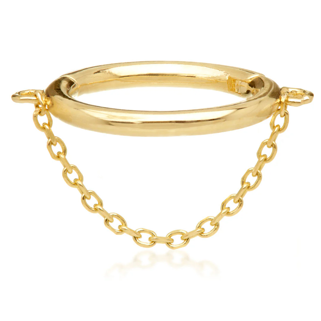 TL - Gold Hinged Ring with Hanging Chain - Image 2