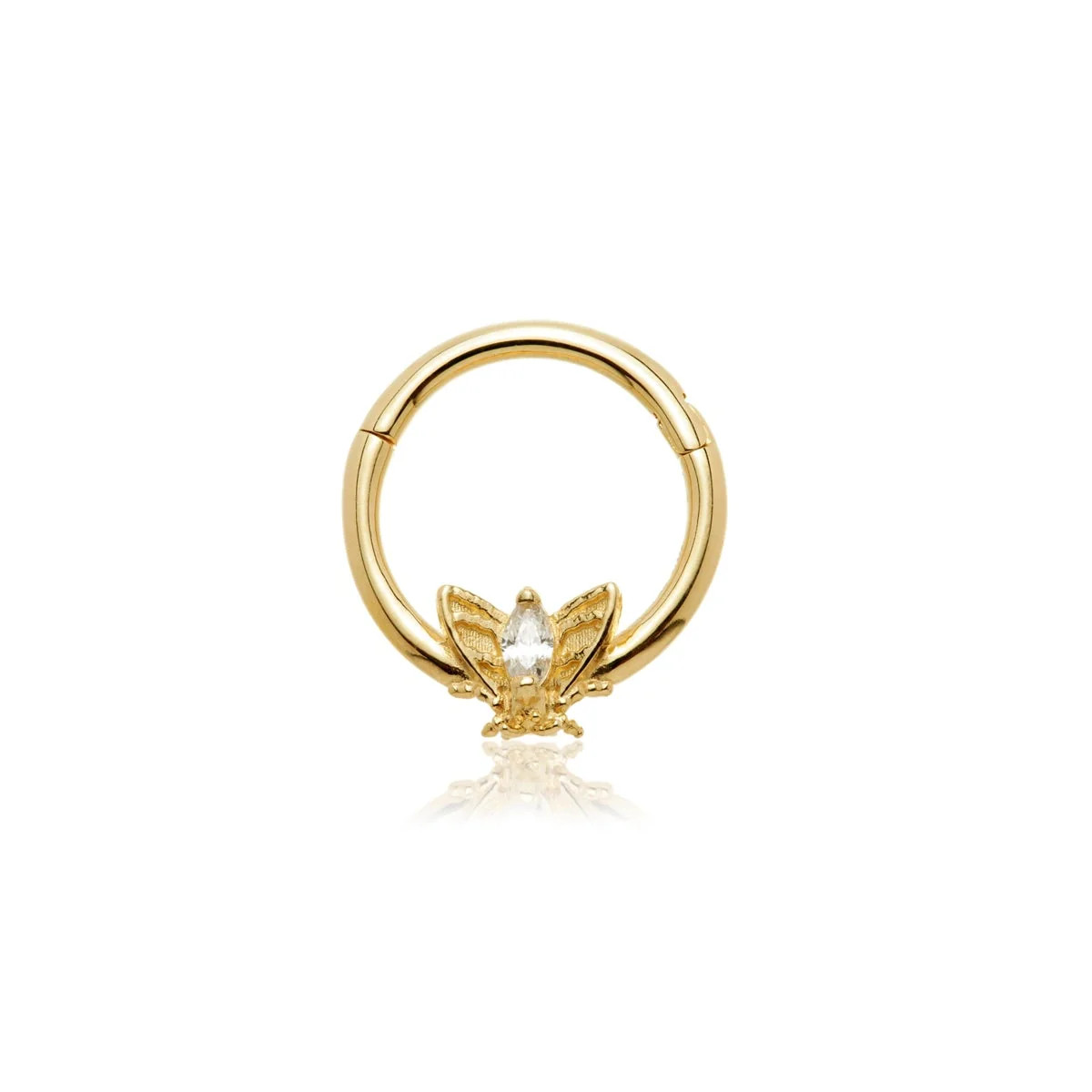TL - Gold Jewelled Moth Daith Septum Ring