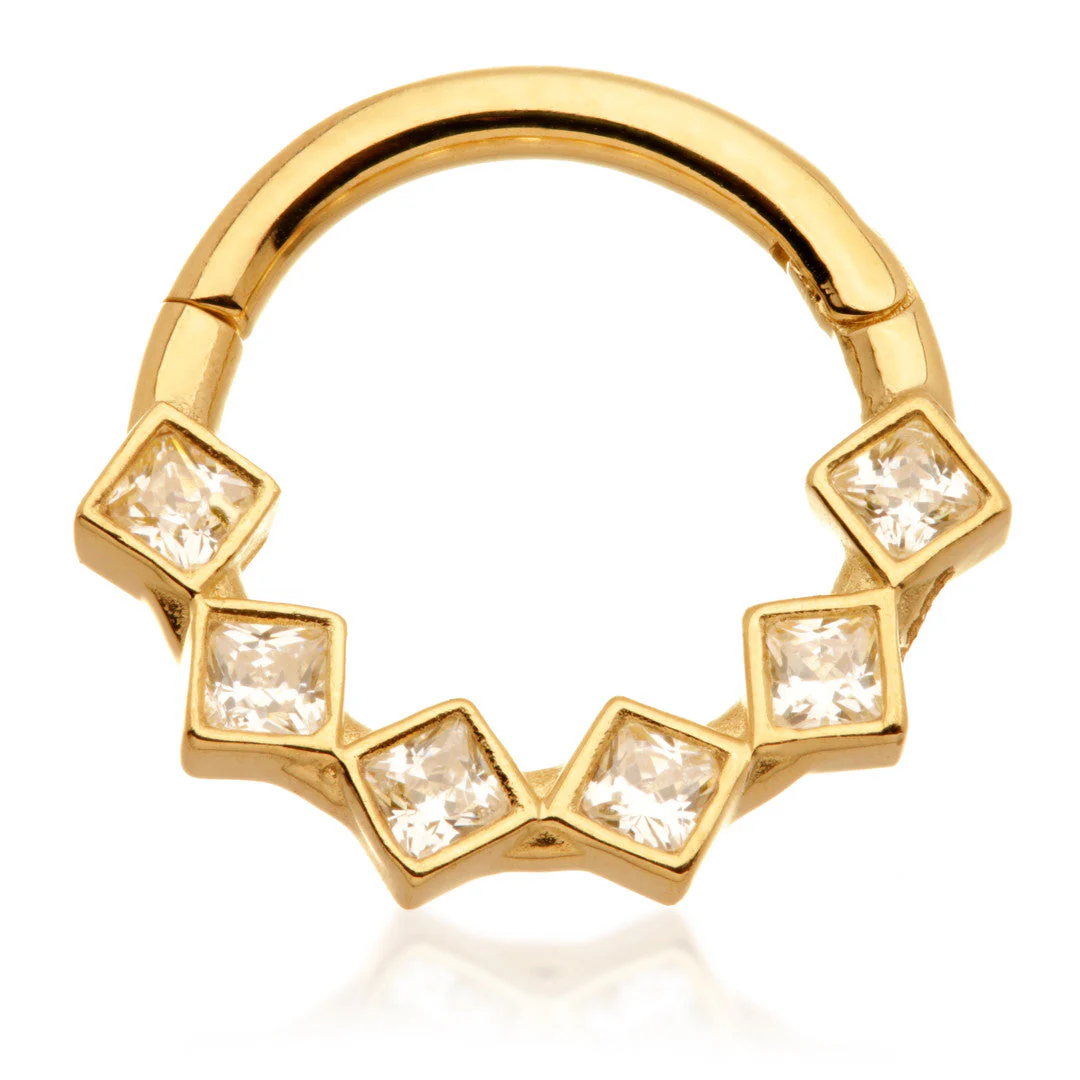 TL - Gold Multi Gem Daith Septum Ring - Image 2