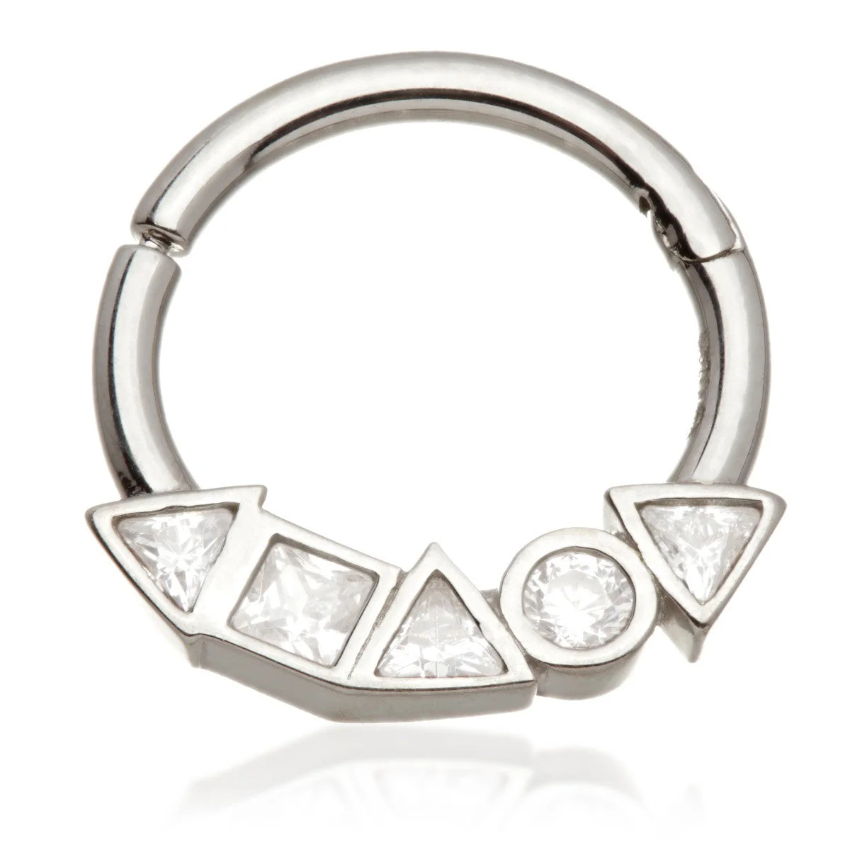 TL - Gold Multi Shaped Jewelled Daith Septum Ring