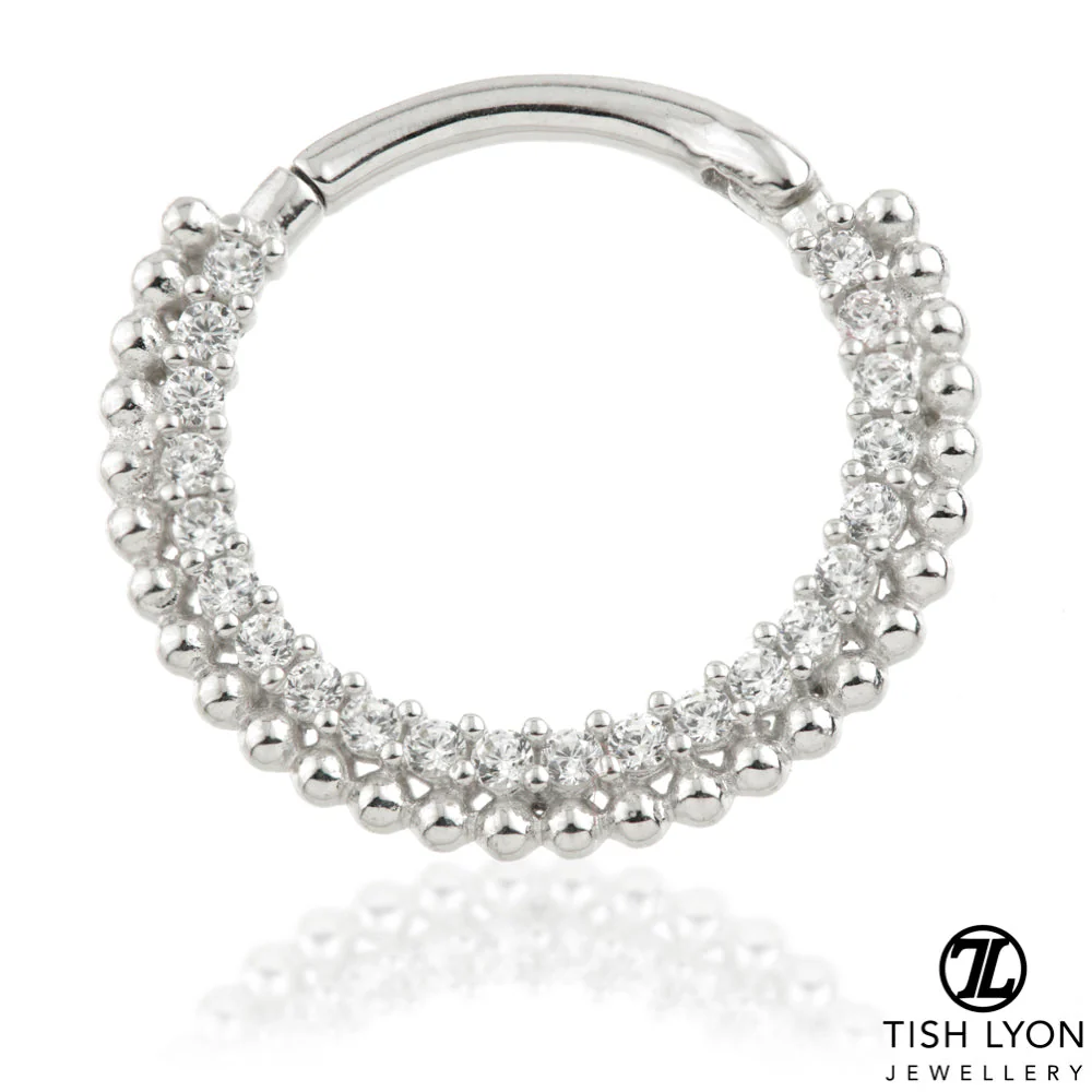 TL - Gold Pav� Gem Ball Daith Septum Ring - Image 3