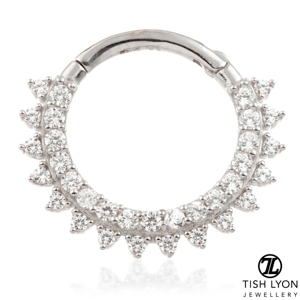 TL - Gold Pavé Diamond Daith Septum Ring
