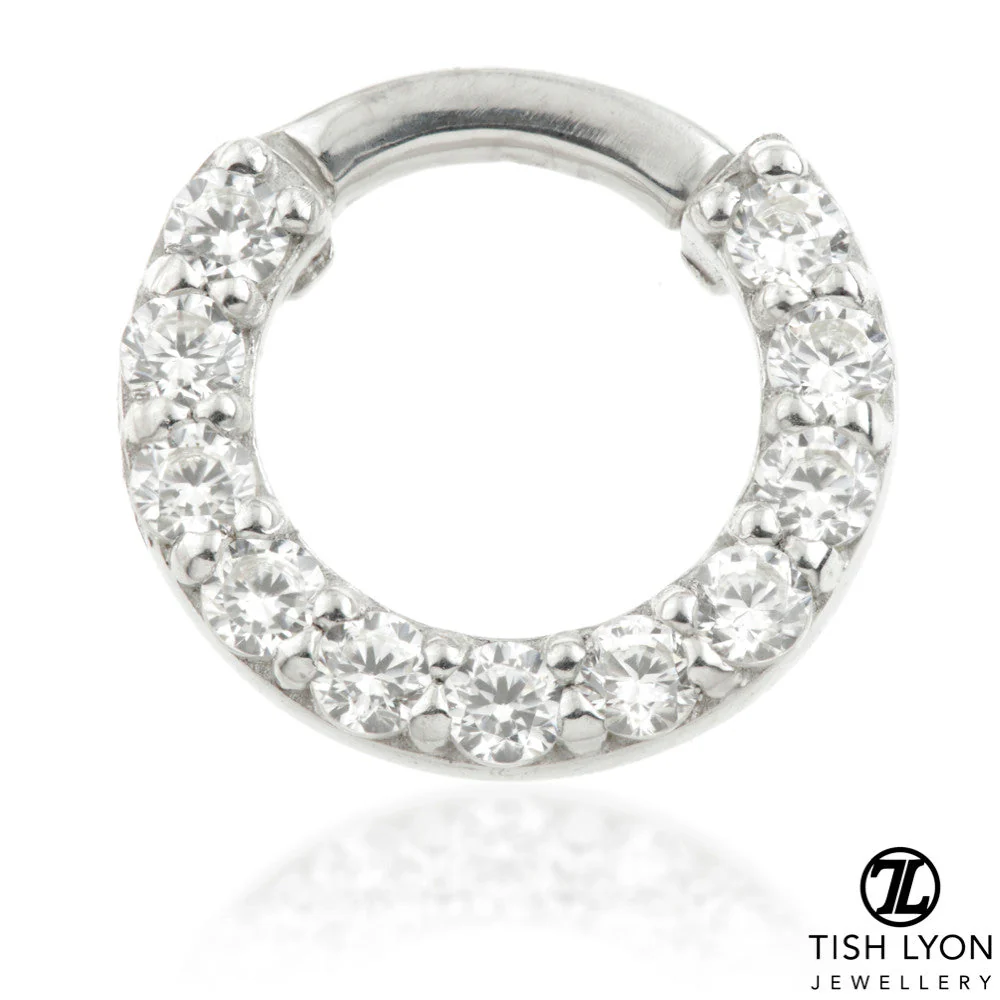 TL - Gold Pavé Gem Covered Daith Septum Ring