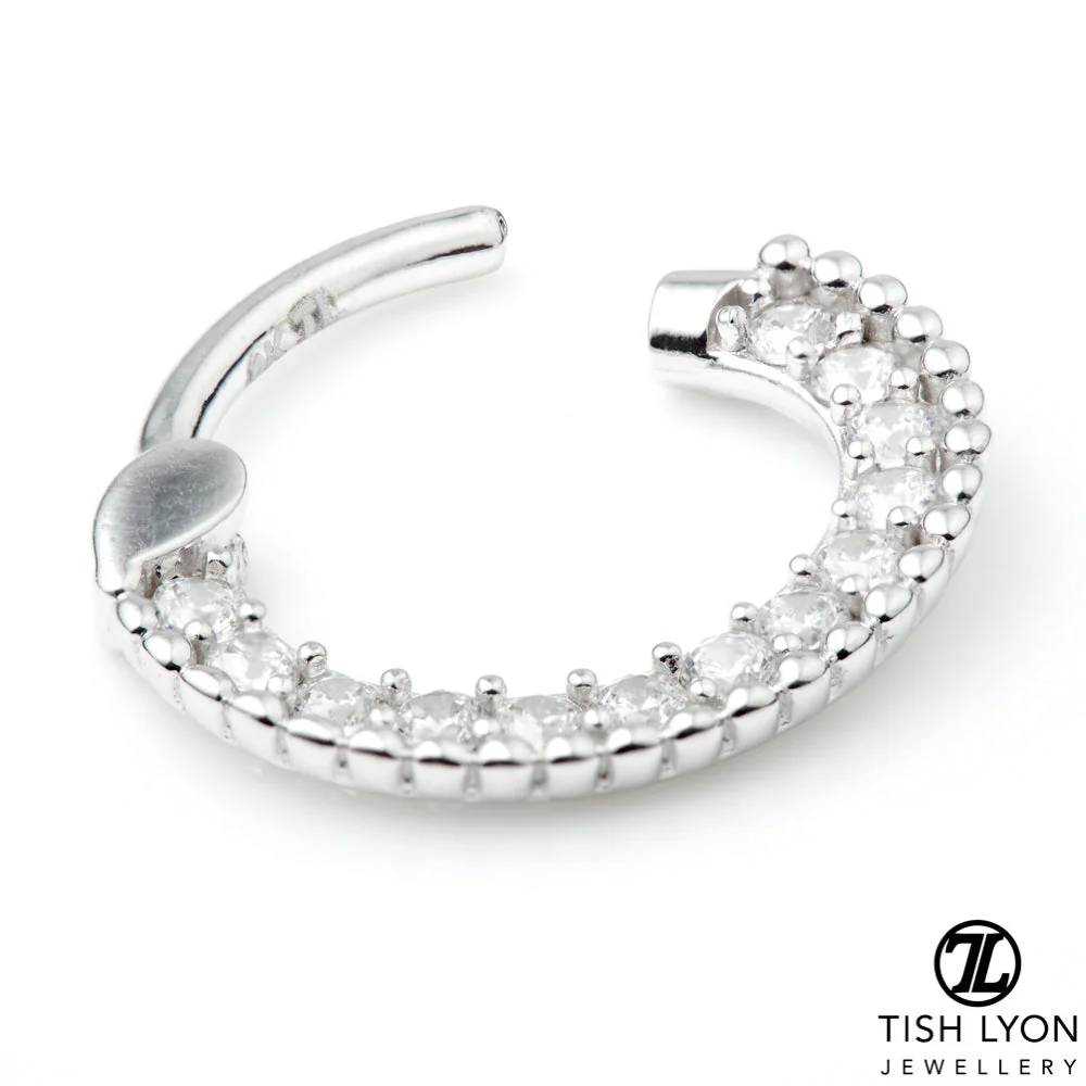 TL - Gold Pave Gems Daith Septum Ring - Image 4
