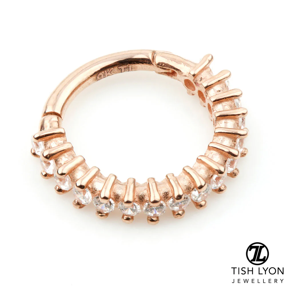 TL - Gold Prong Set Gem Eternity Hinge Ring - Image 2