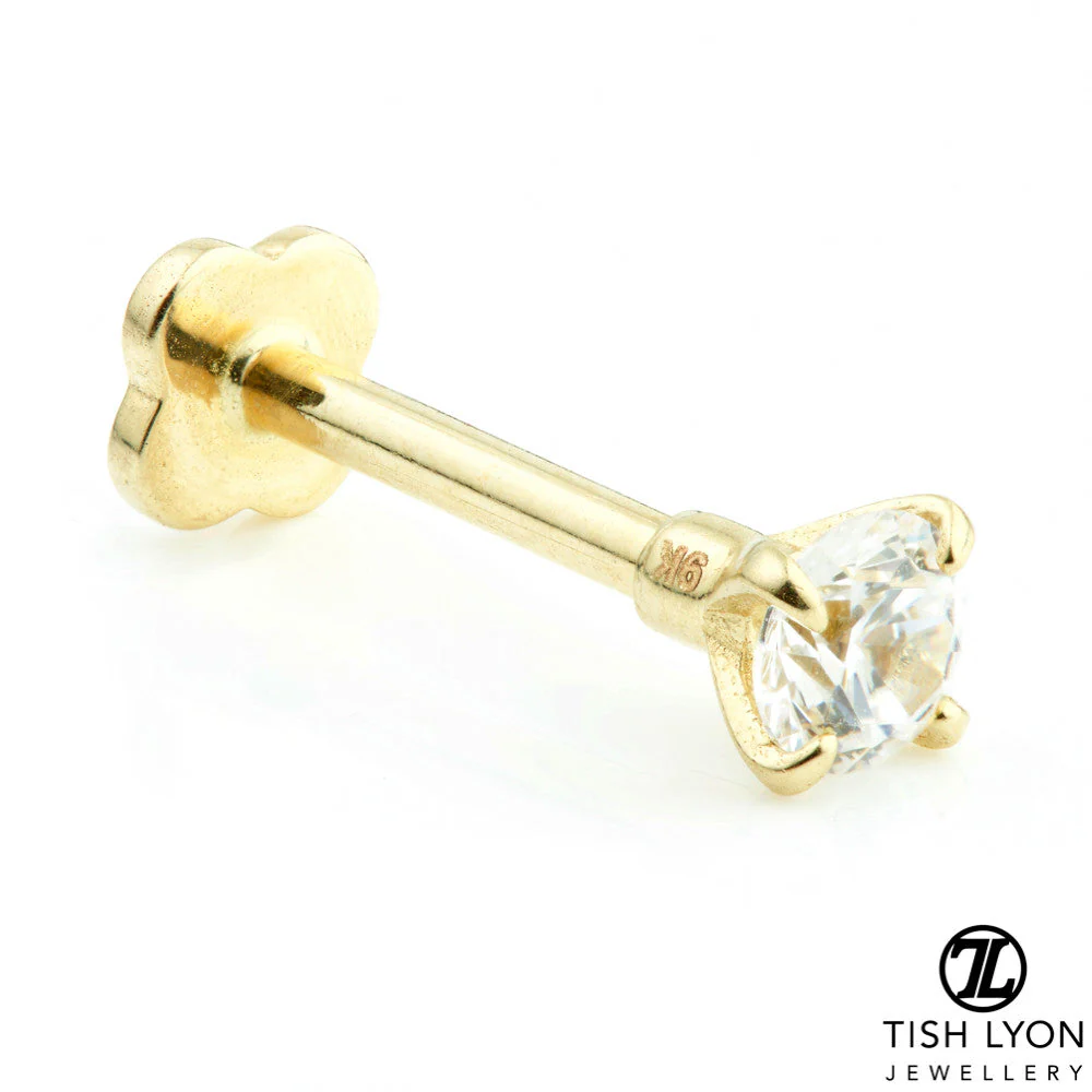 TL - Gold Prong Set Gem Labret - 1.2mm - Image 2