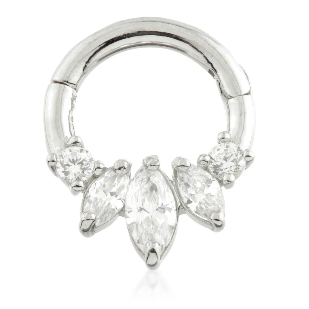 TL - Gold Triple Marquise Hinge Daith Ring - Image 2