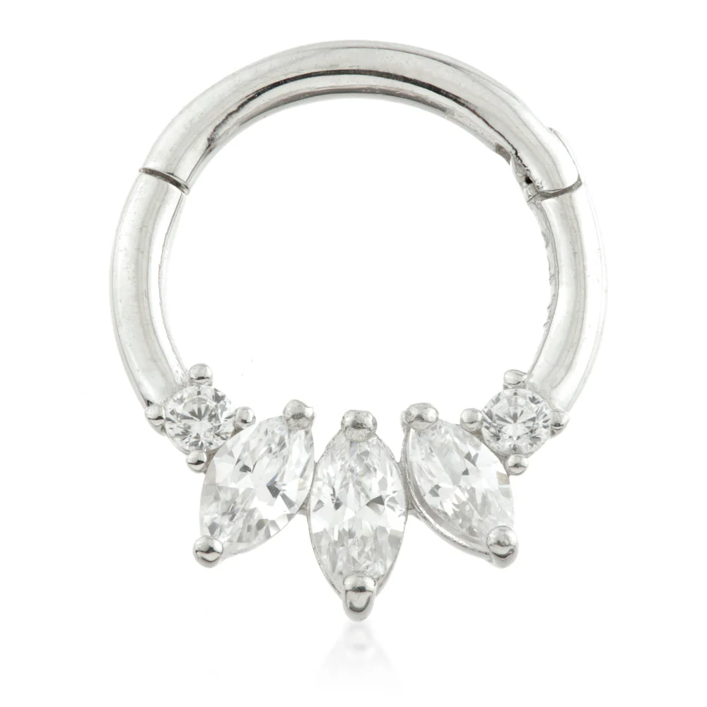 TL - Gold Triple Marquise Hinge Daith Ring - Image 3