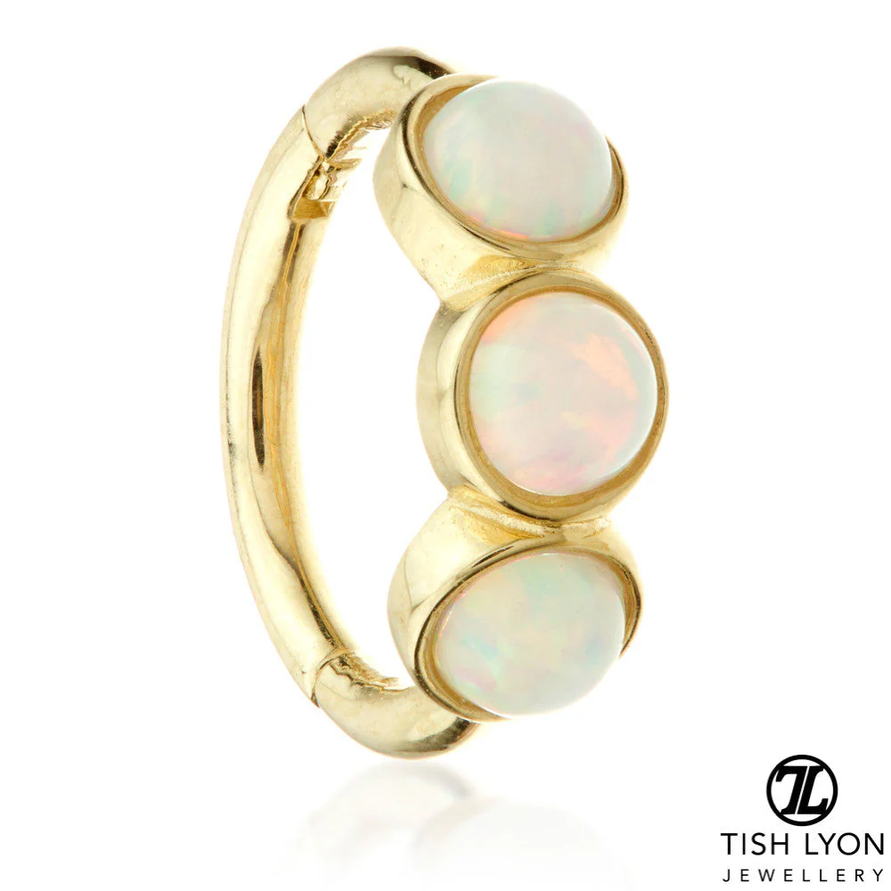 TL - Gold Triple Opal Hinge Ring - Image 2