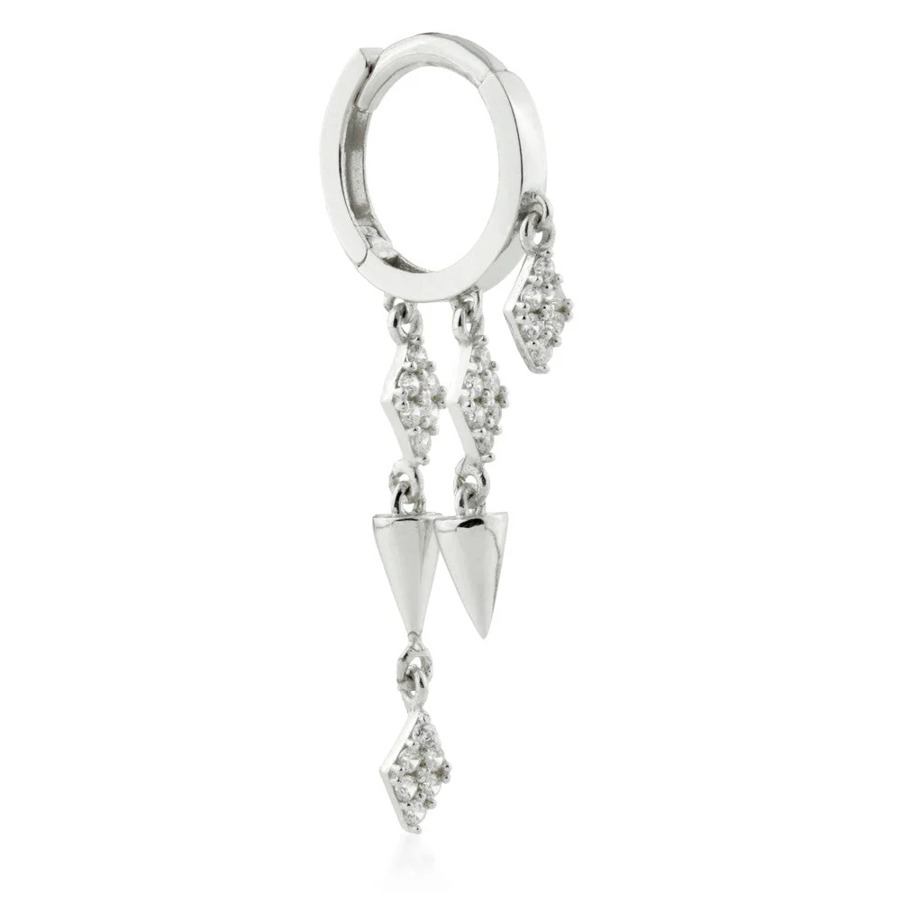 TL - Silver Triple Spiked Chain Hinge Ring
