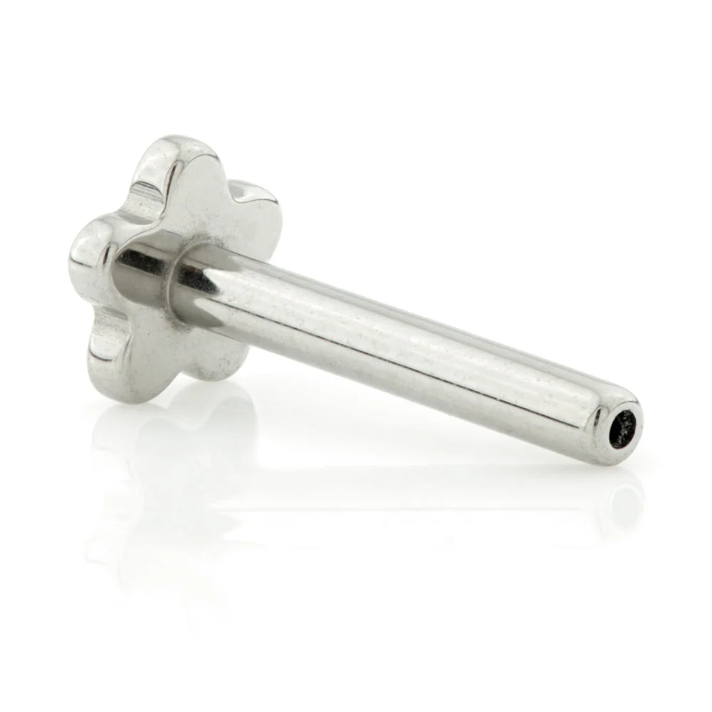 TL - Ti Threadless Labret Stem with Flower Base