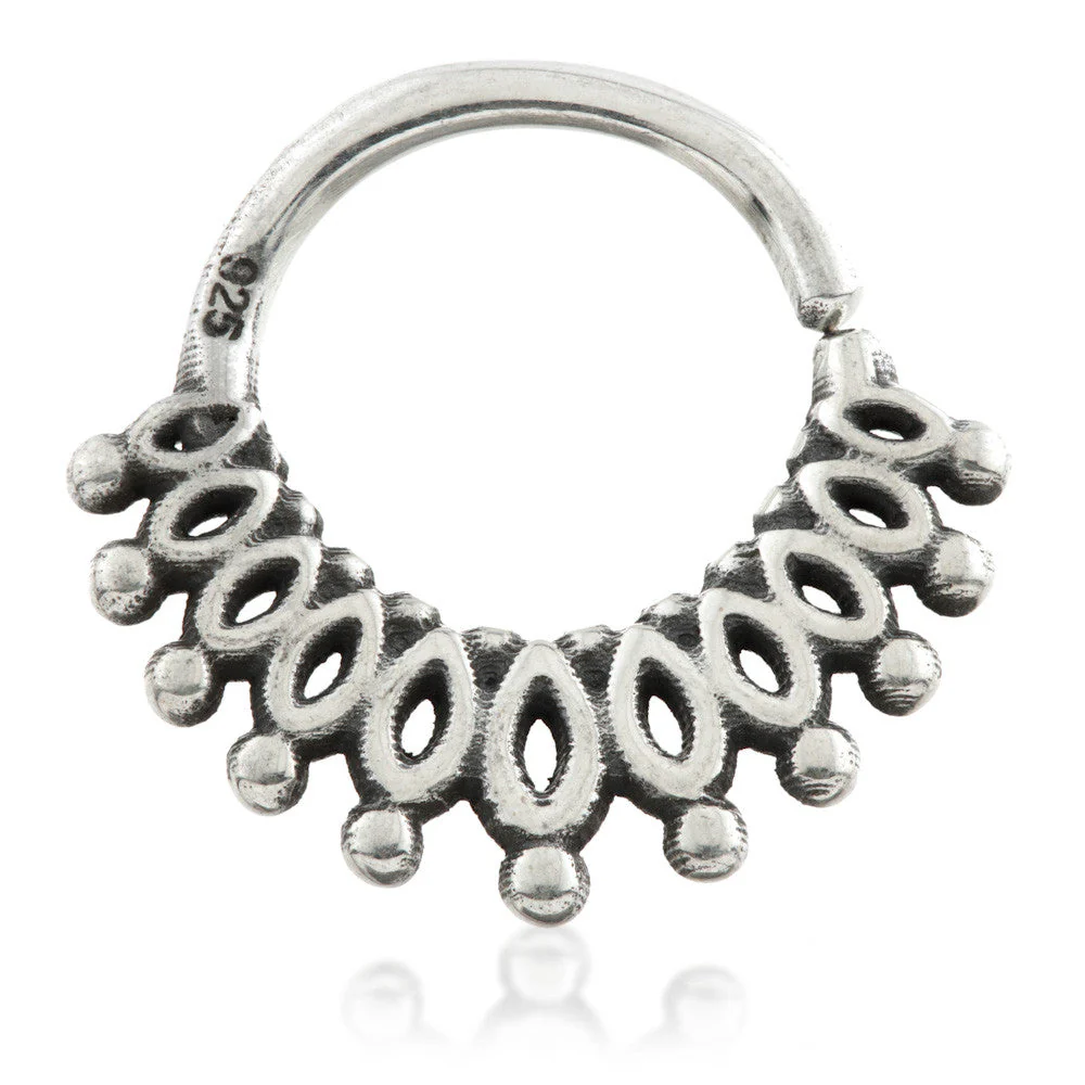 Tribal Petal Silver Open Ring