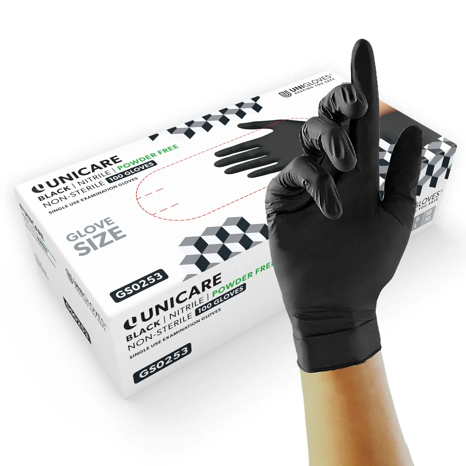 Unicare Black Nitrile Gloves - Image 2