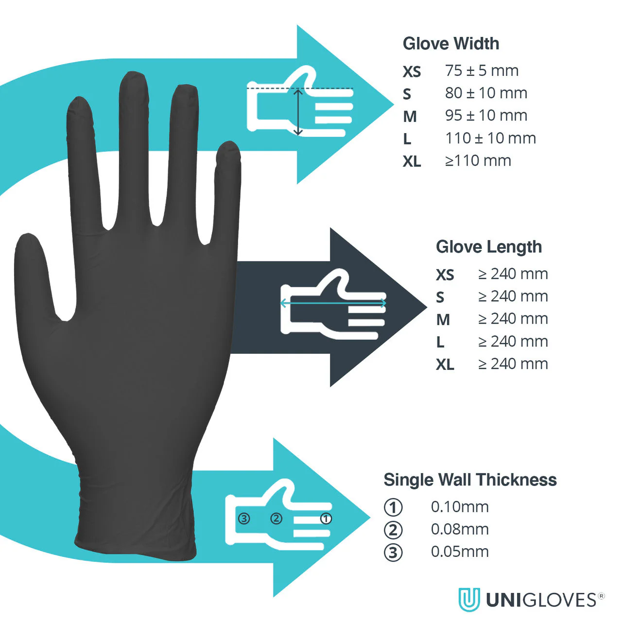Unigloves Black Pearl Nitrile Gloves Powder Free - Image 4