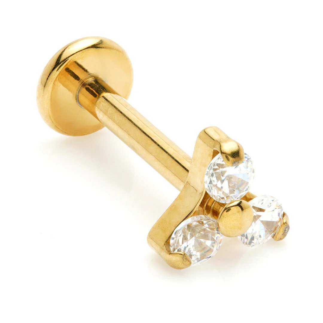 Zircon Gold Internal Ti Micro Labret with Ti Gem Trinity - Image 2
