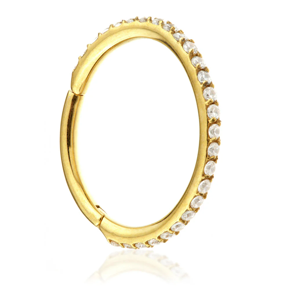 Zircon Gold Steel Full Pave Gems Hinged Micro Ring - Image 3