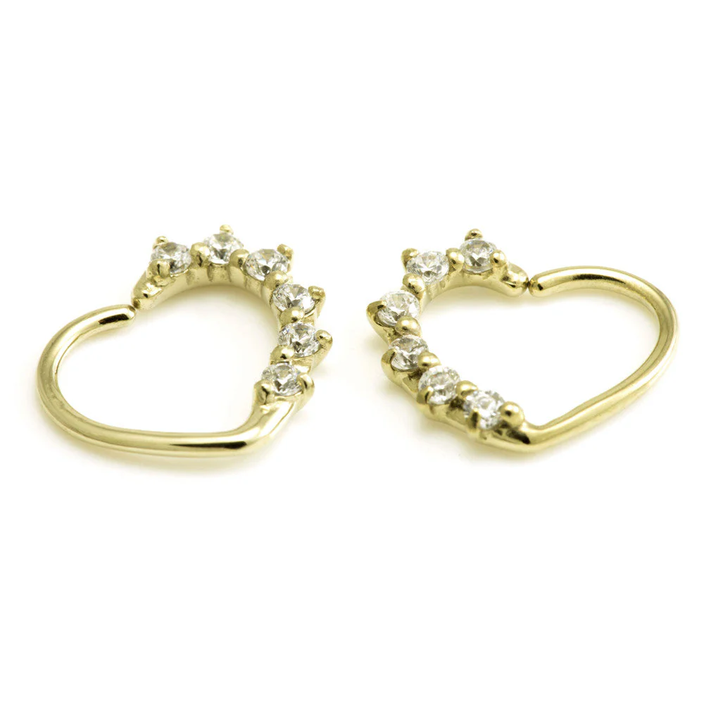Zircon Gold Steel Multi Gem Heart Ring