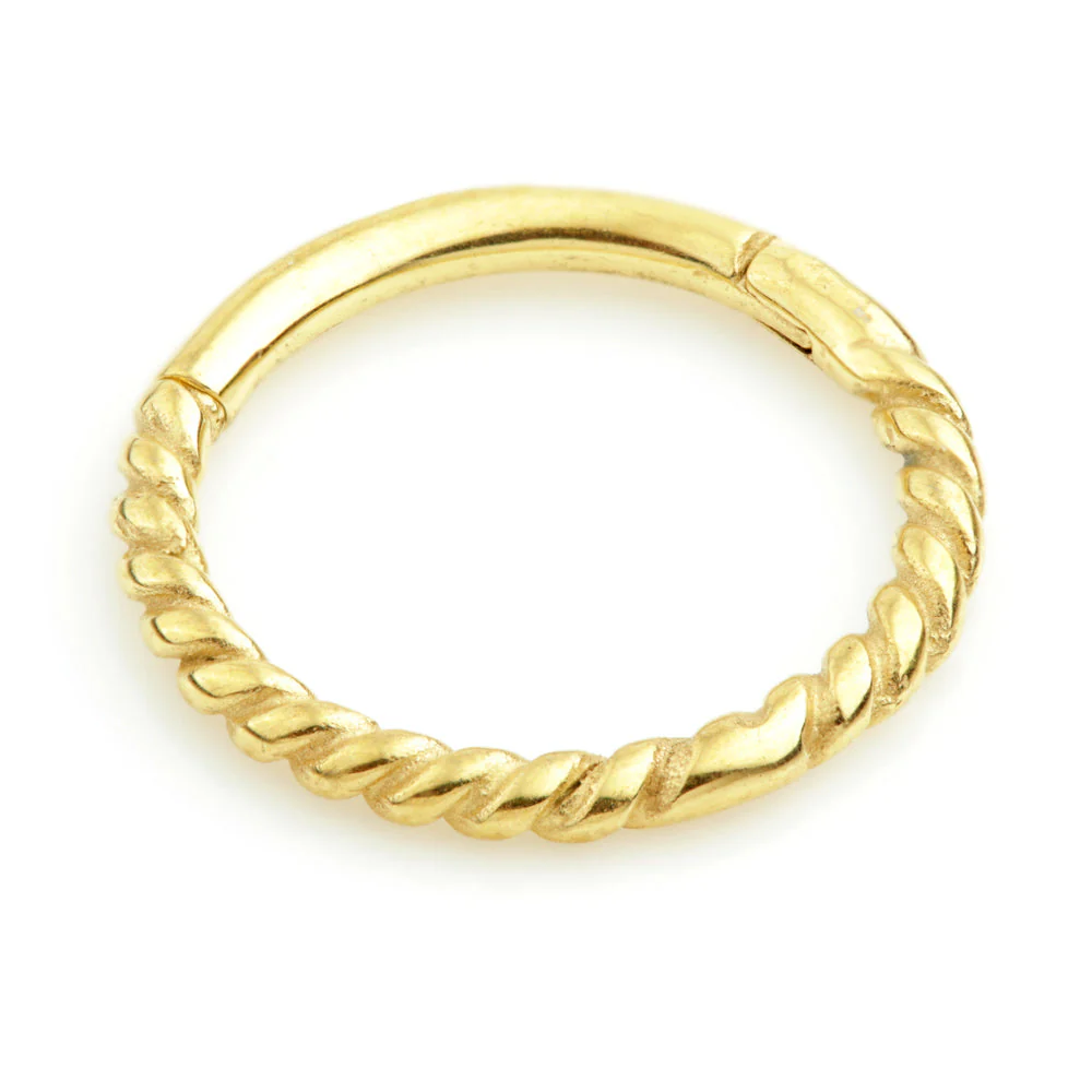 Zircon Gold Steel Rope Hinge Segment Ring