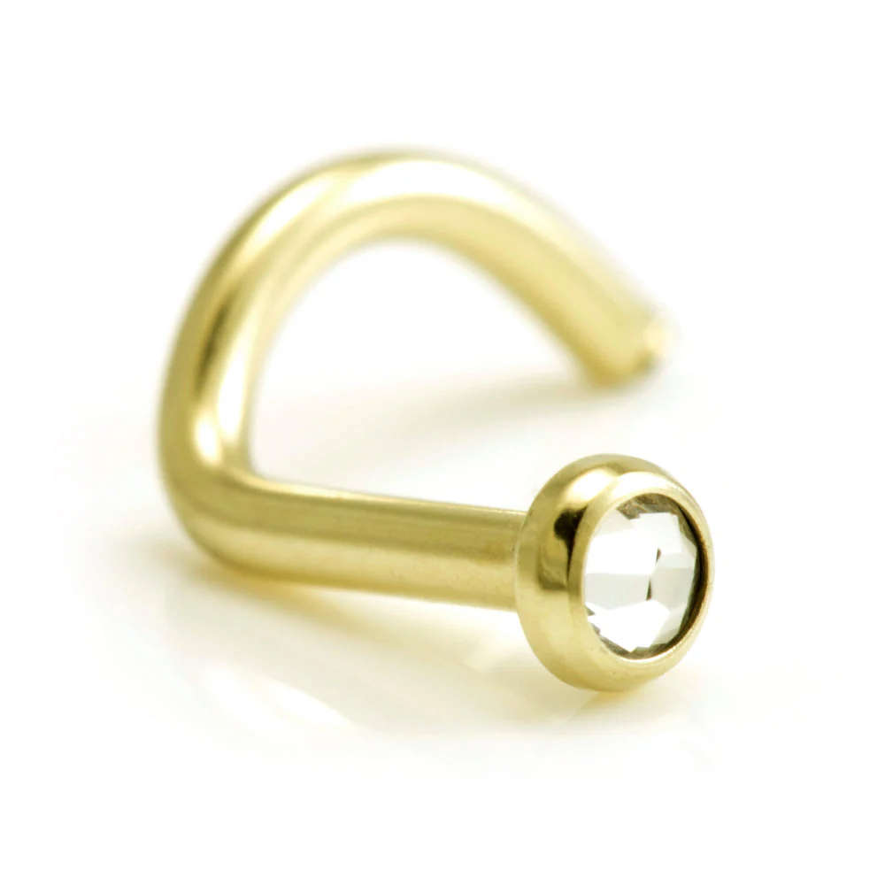 Zircon Gold Ti Gem Disk Nose Stud - Image 2