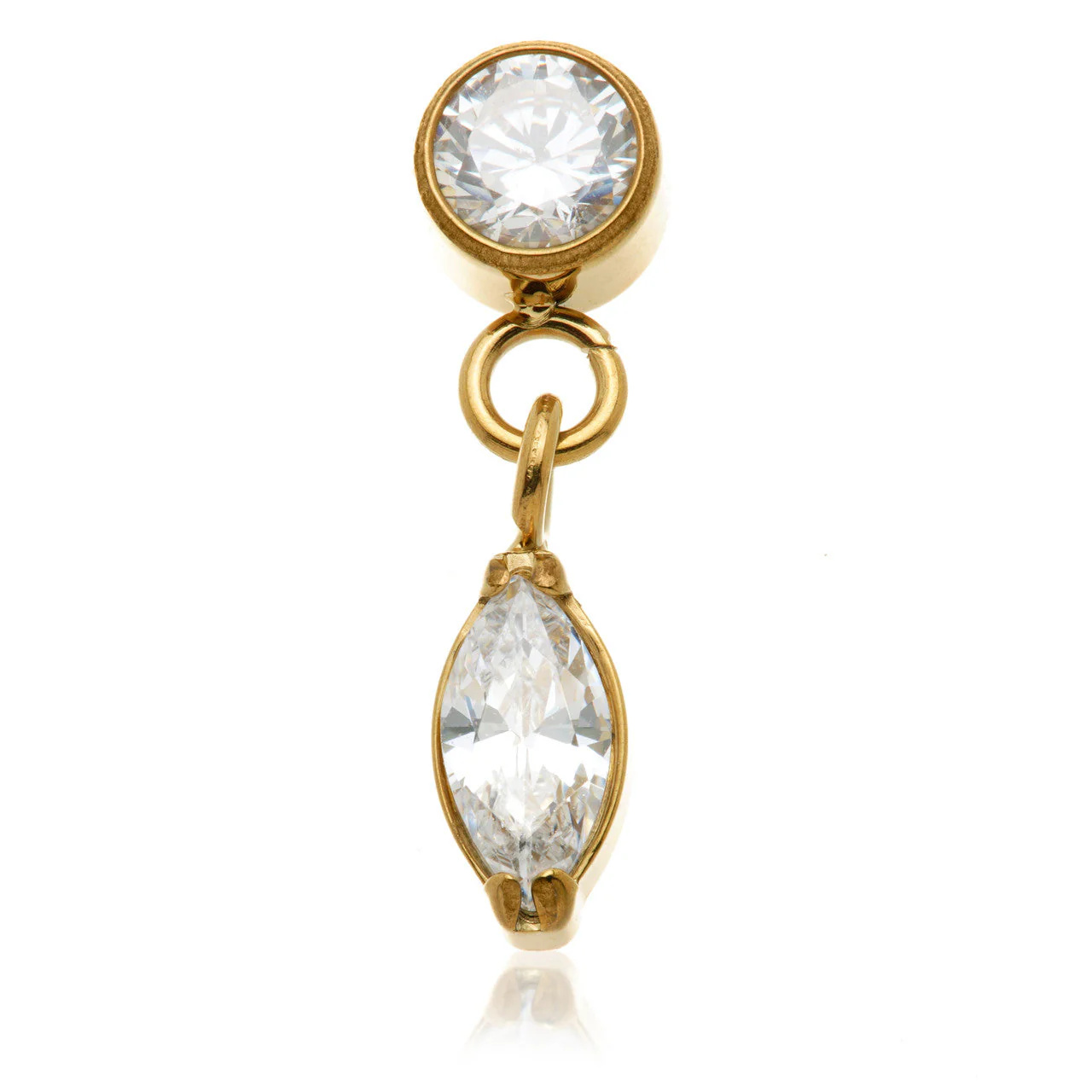 Zircon Gold Ti Internal Hanging Marquise Round Gem Attachment