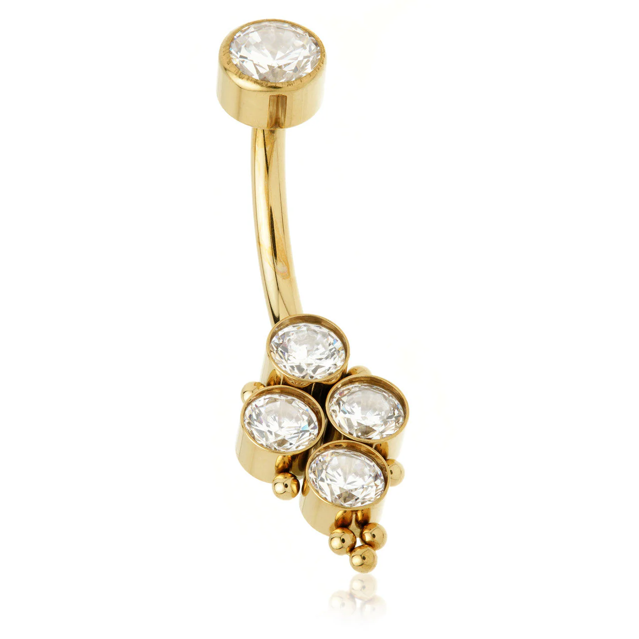 Zircon Gold Ti Internal Multi Bezel Bead Navel Bar