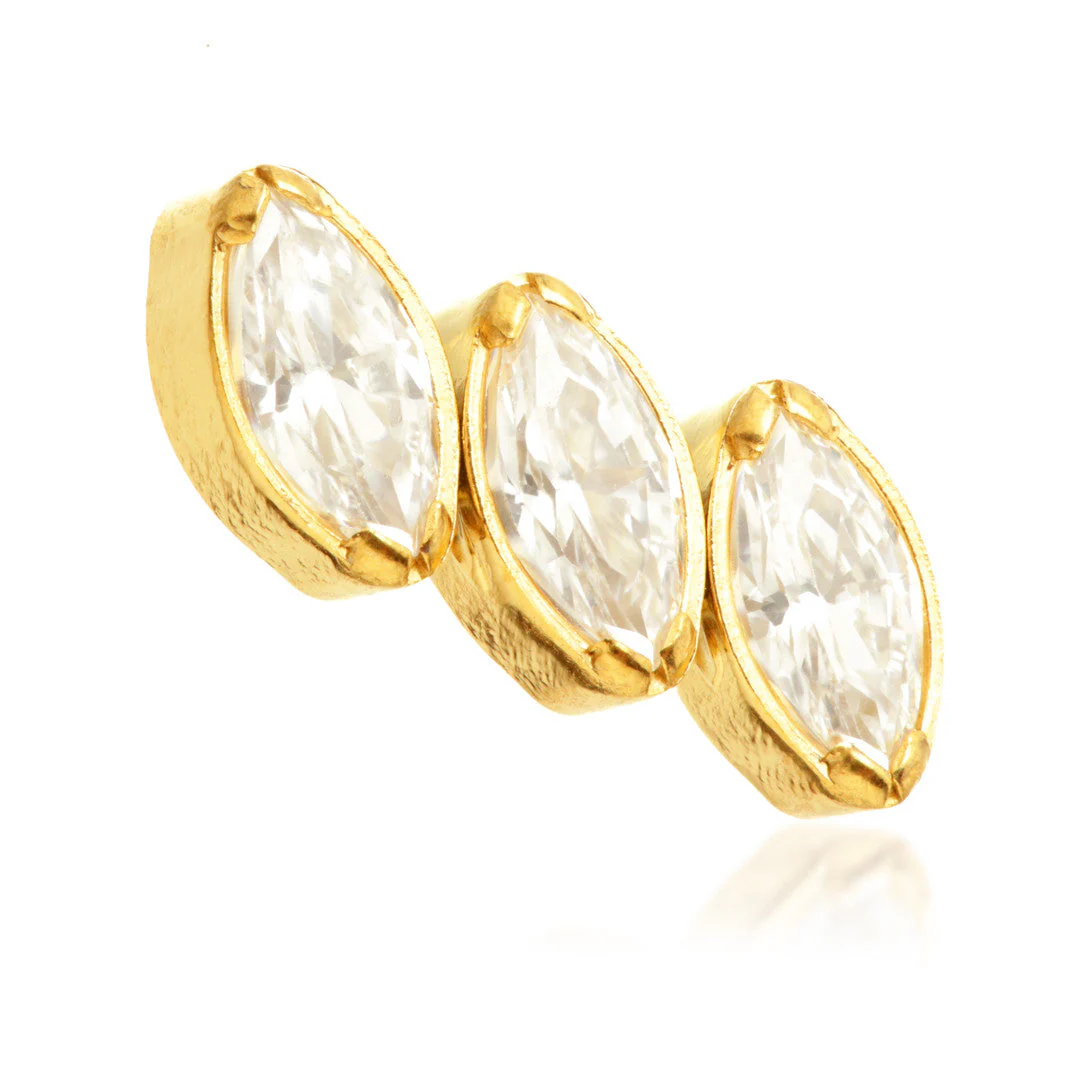 Zircon Gold Ti Internal Side Triple Jewelled Marquise Attachment