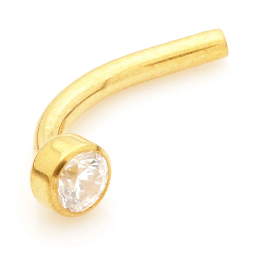 Zircon Gold Ti Threadless Micro Banana Stem with Fixed Gem Disk (1.2mm)