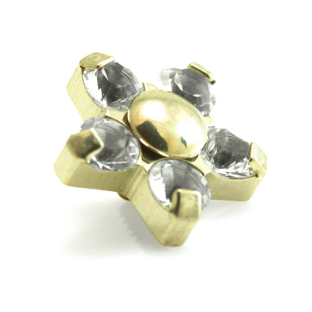 Zircon Gold Titanium Gem Flower - 5 Petals 1.6mm