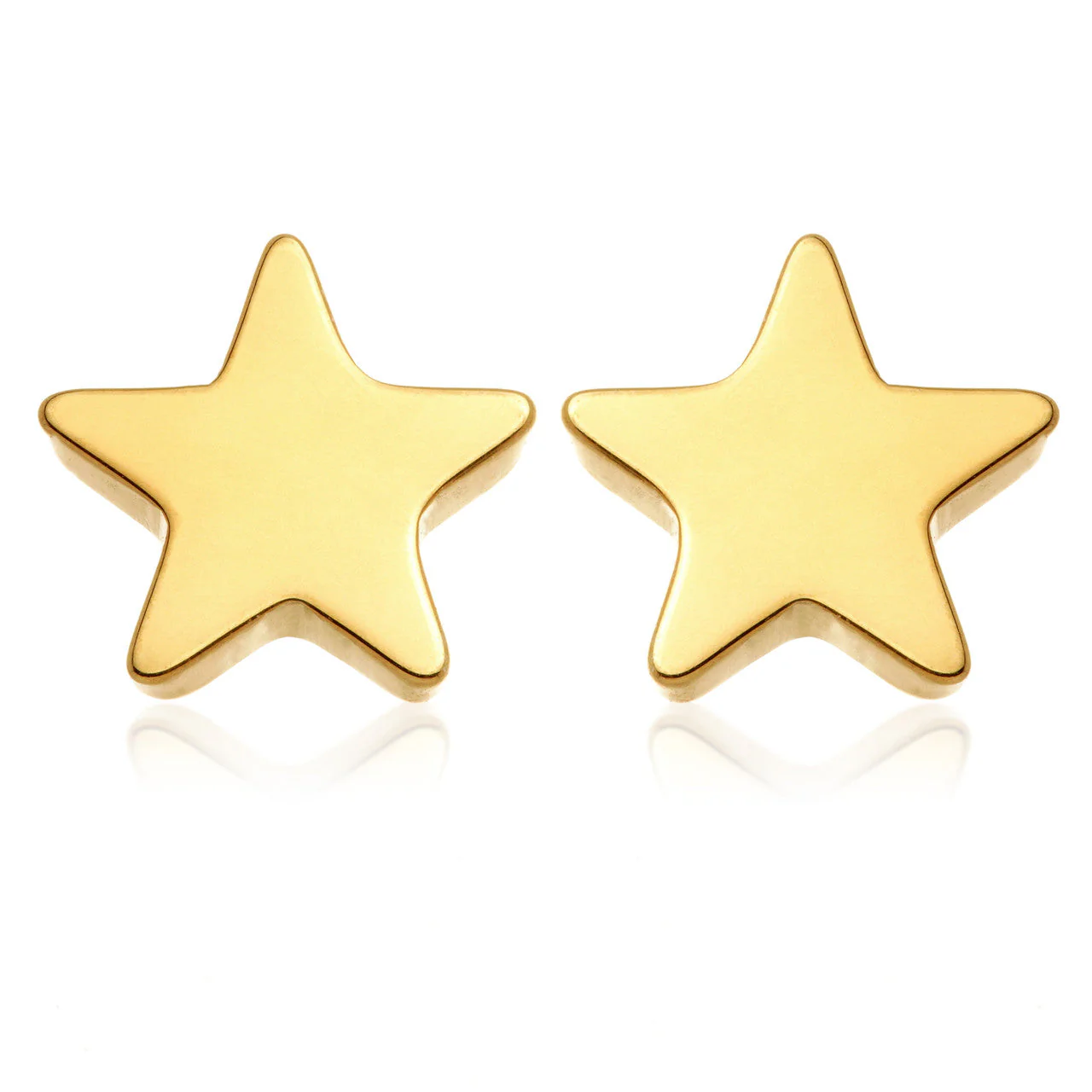 Zircon Gold Titanium Star Stud Earrings (Pair)
