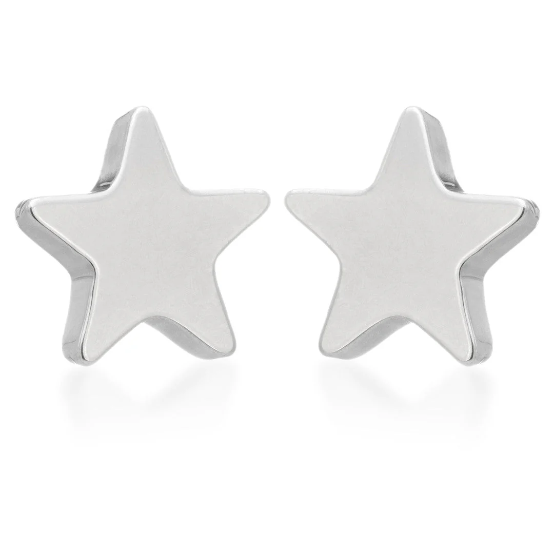 Zircon Gold Titanium Star Stud Earrings (Pair) - Image 2
