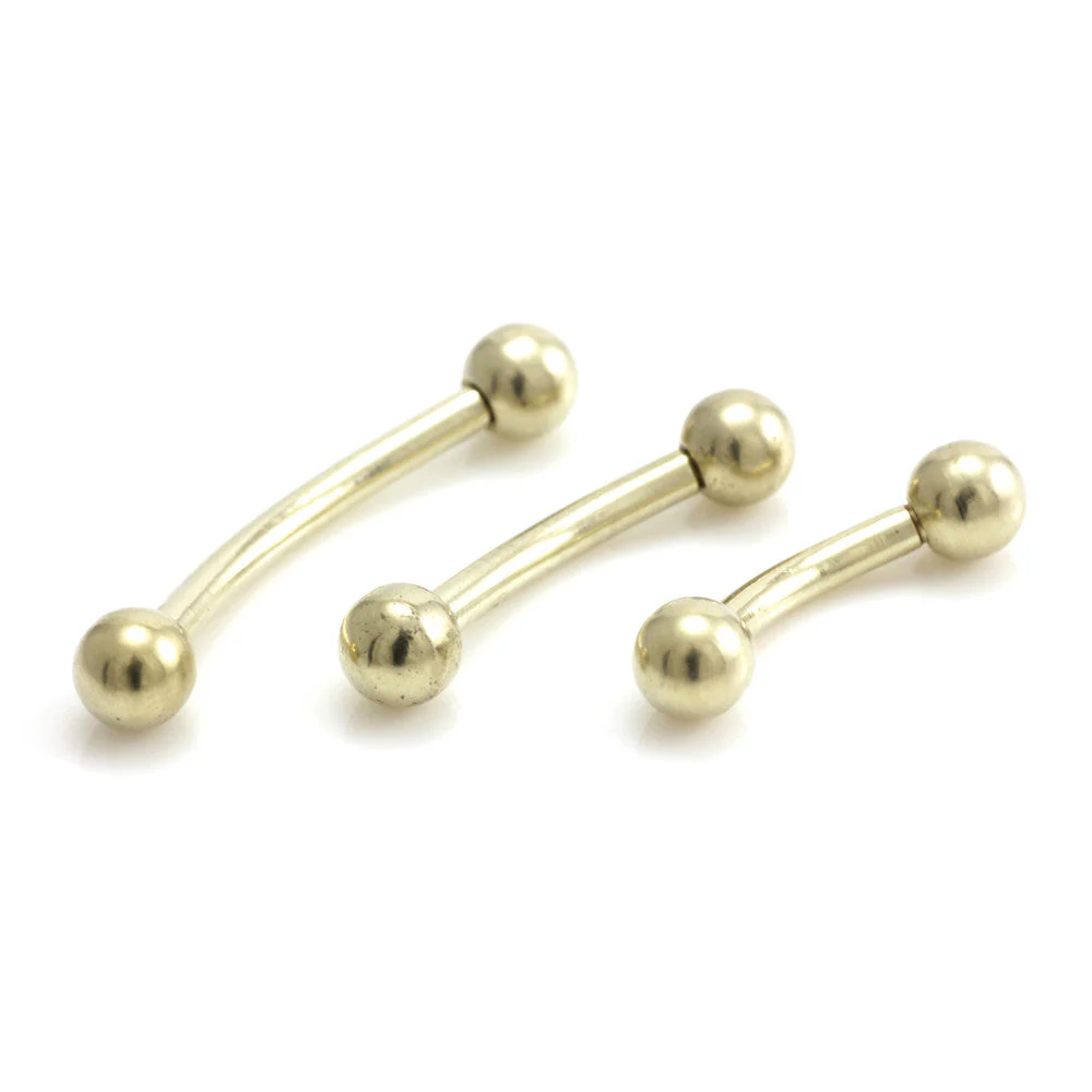 Zircon PVD Gold Ti External Thread Curved Micro Bar